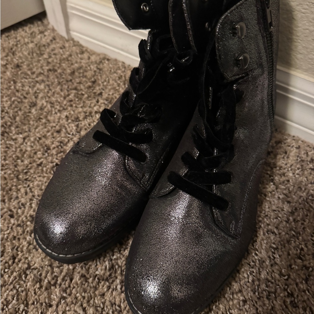 Call It Spring Dark Silver Combat Boots